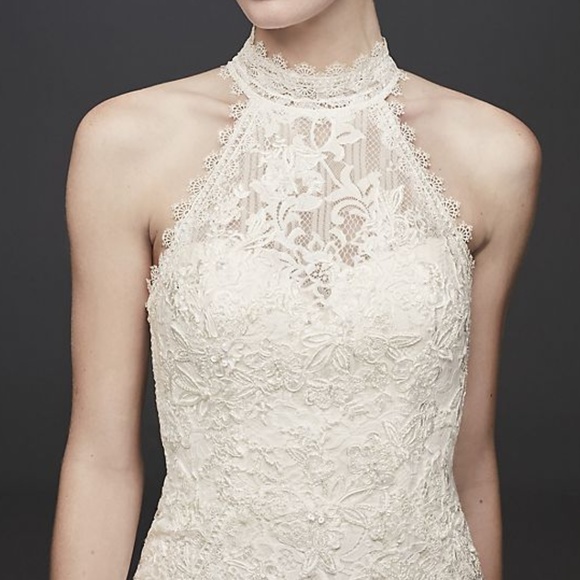 halter lace wedding dress